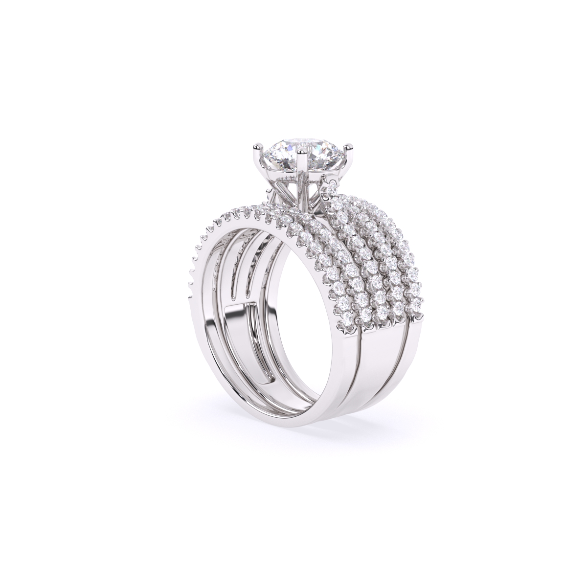 Sparkle Solitaire Five Band Engagement Ring
